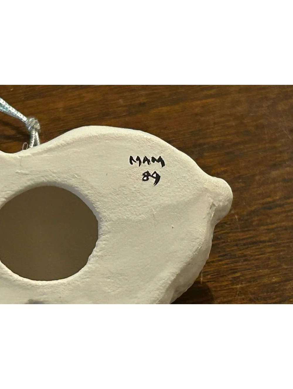 Vintage White Bulldog Christmas Ornament with Holly Accent